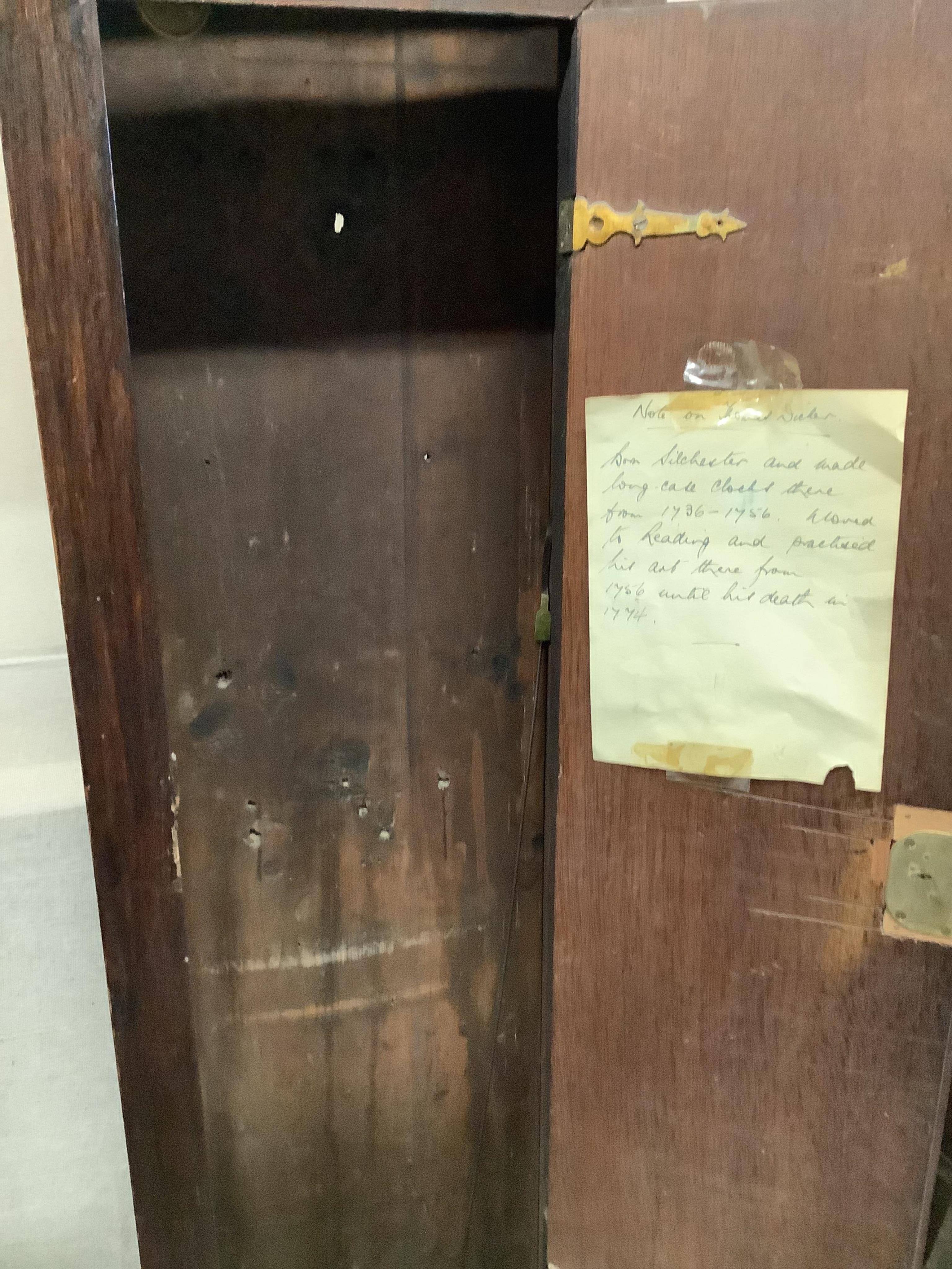 A longcase clock with brass dial, height 193cm